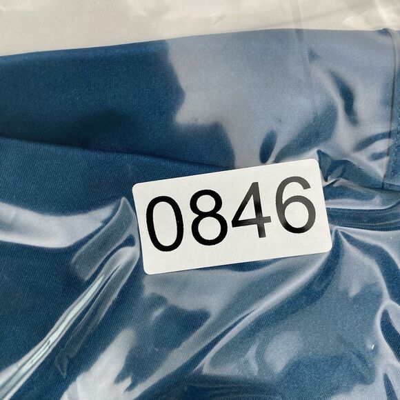 VTG Victorias Secret Long Satin Slip Dress Side Slit Lace Womens L Green Blue - Picture 9 of 9